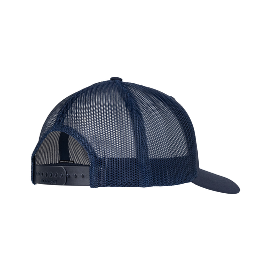 rear view of meshback navy hat