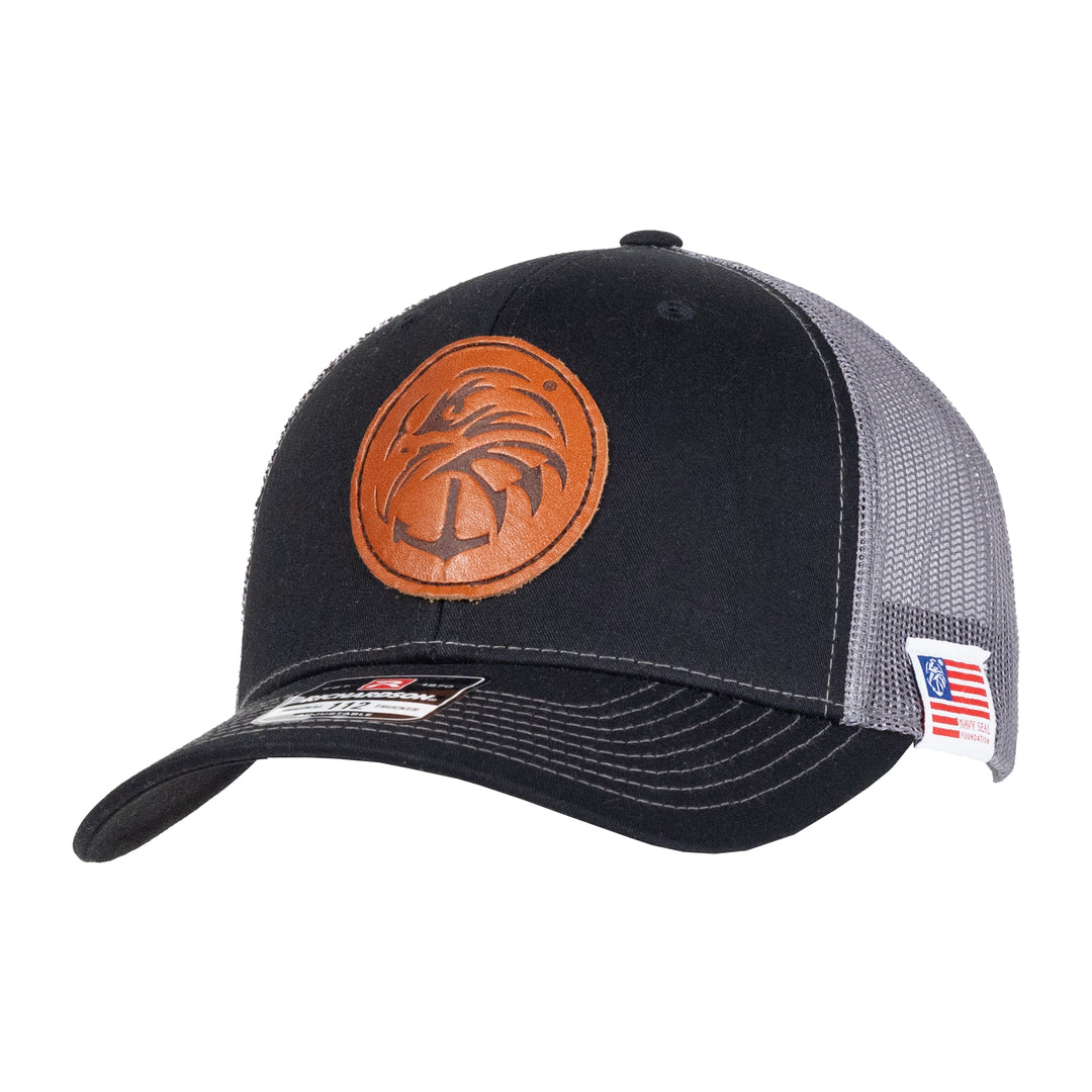 Meshback cotton polyester hat with Navy SEAL Foundation logo patch on front
