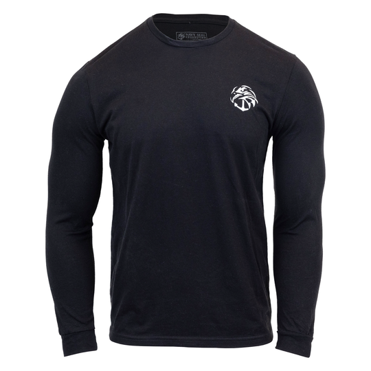 Black Long Sleeve tee with white Navy SEAL Foundation logo on left chest