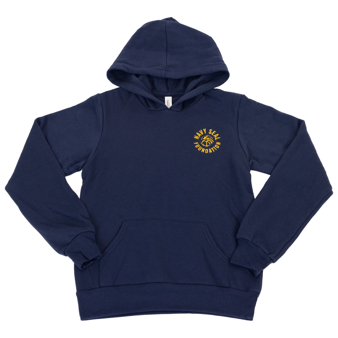 Navy hoodie with yellow Navy SEAL Foundation logo on left chest