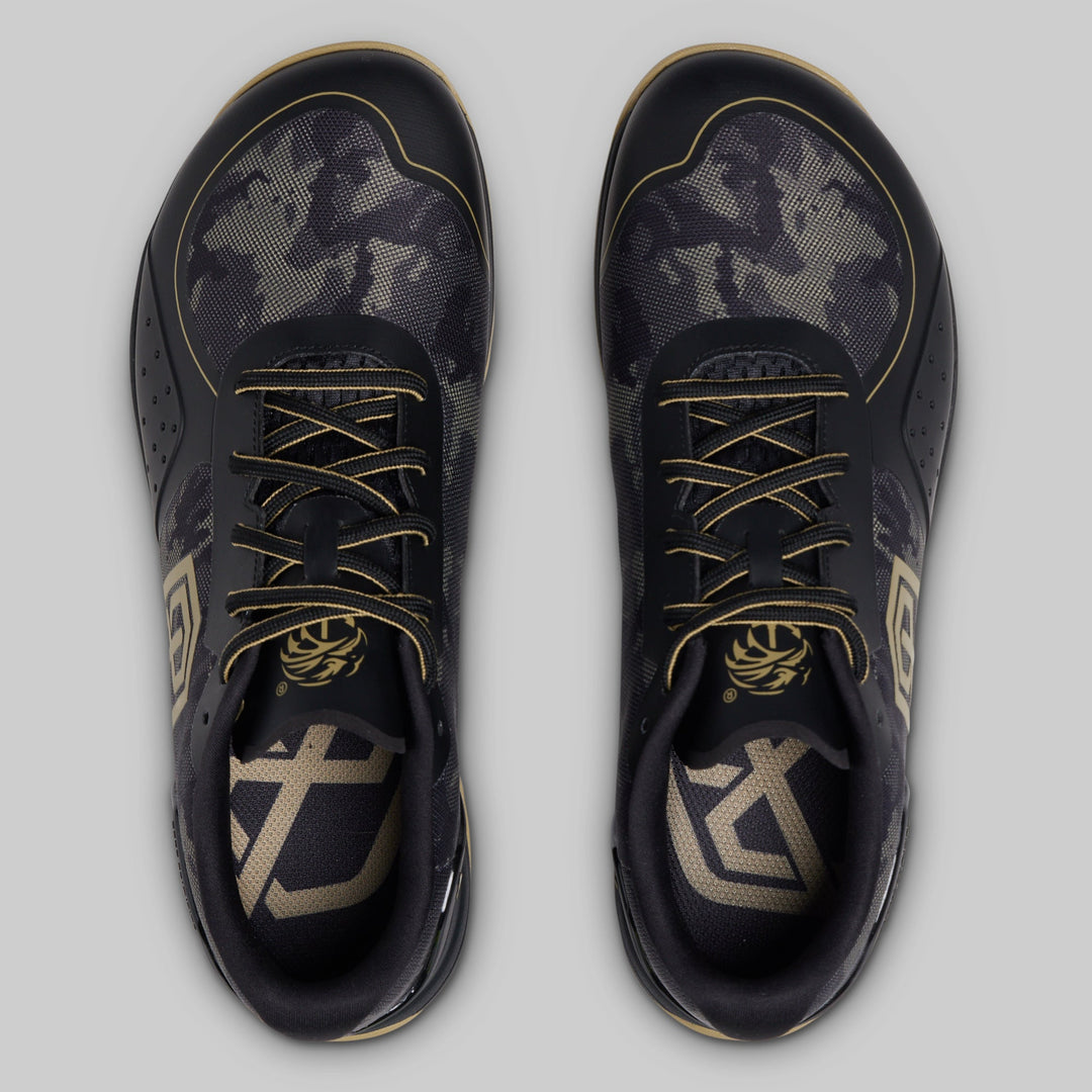 NSF Edition Savage 1 pair from above, camo upper with gold accents